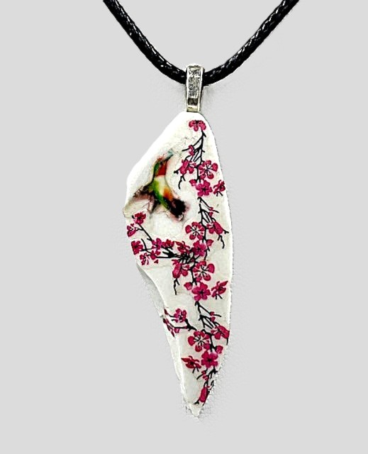 Pink Flowers Hummingbird Necklace